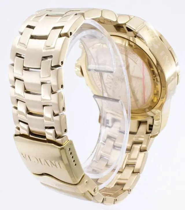 Alt view image 13 of 13 - Invicta 0072 Pro Diver Black Dial Gold Plated Chronograph Men's Watch