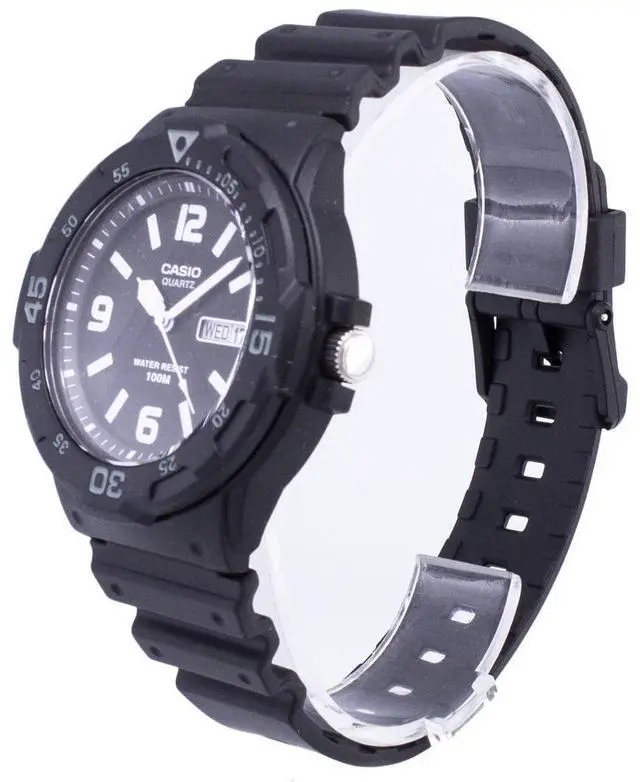 Alt view image 3 of 4 - Casio Quartz Analog 100M Black Resin Strap Dress Mens Watch MRW-200H-1B2VDF