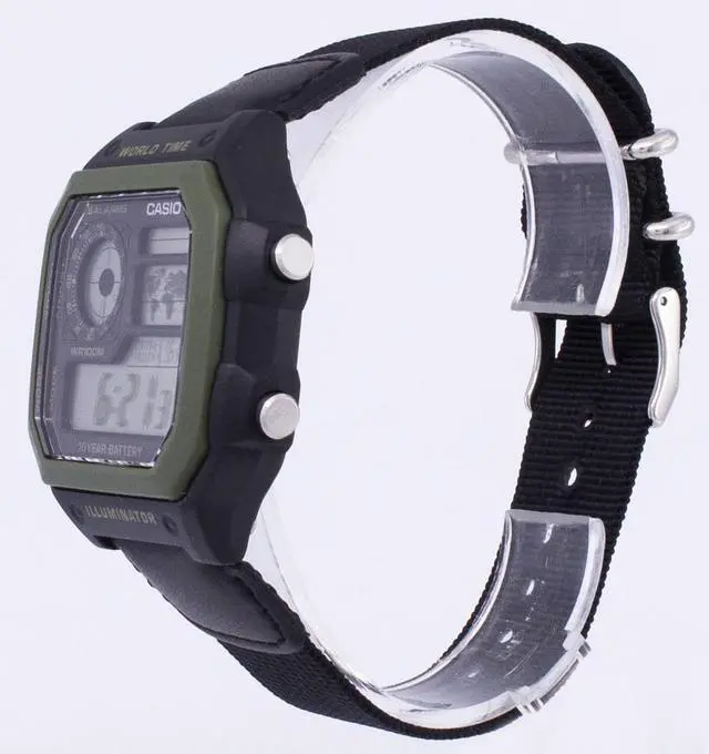 Alt view image 10 of 11 - Men's Casio Digital Square Black And Green Watch AE1200WHB-1BV AE-1200WHB-1B