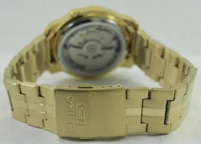 Alt view image 9 of 10 - Seiko 5 SNKL86 Men's Gold Tone Stainless Steel Gold Dial Automatic Watch