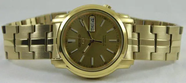 Alt view image 8 of 10 - Seiko 5 SNKL86 Men's Gold Tone Stainless Steel Gold Dial Automatic Watch