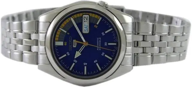 Alt view image 6 of 8 - seiko 5 automatic blue dial silver stainless steel men's watch snk371k1