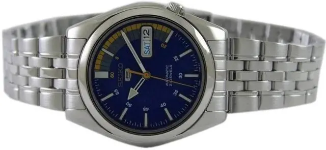 Alt view image 7 of 8 - seiko 5 automatic blue dial silver stainless steel men's watch snk371k1