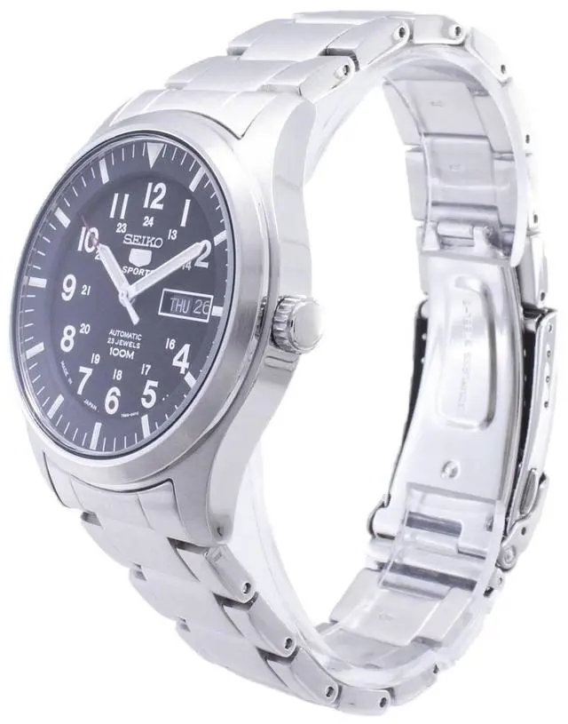 Alt view image 9 of 13 - SEIKO 5 SNZG13 SNZG13J1 Army Automatic Black Dial Stainless Steel Men's Watch