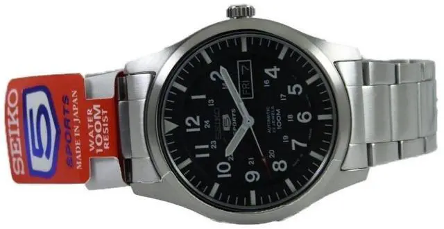 Alt view image 11 of 13 - SEIKO 5 SNZG13 SNZG13J1 Army Automatic Black Dial Stainless Steel Men's Watch