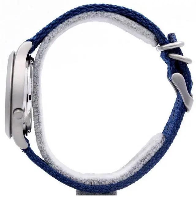Alt view image 5 of 8 - seiko men's snk807 seiko 5 automatic stainless steel watch with blue canvas band