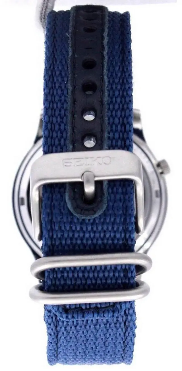 Alt view image 6 of 8 - seiko men's snk807 seiko 5 automatic stainless steel watch with blue canvas band