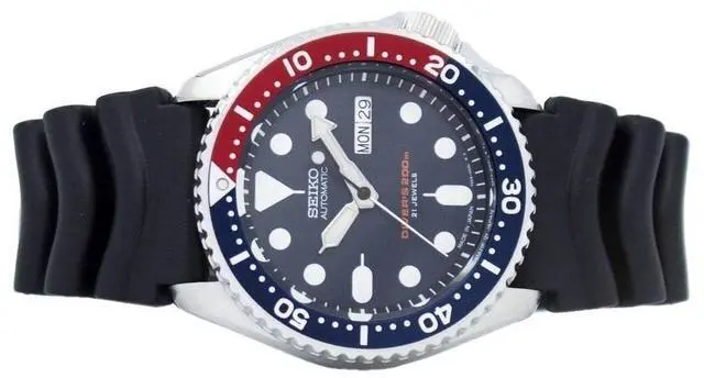 Alt view image 12 of 13 - Seiko Divers Automatic Black/Blue Dial Black Rubber Mens Watch SKX009J1