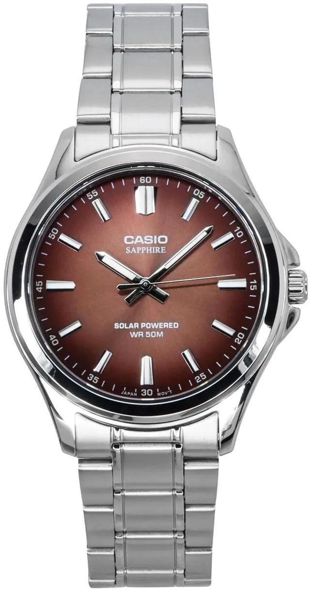 Main image of Casio Standard Analog Stainless Steel Brown Dial Solar MTS-RS100D-5A Men's Watch