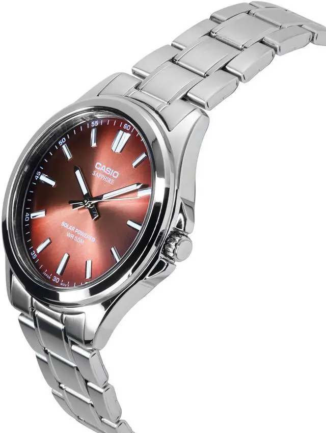 Alt view image 3 of 4 - Casio Standard Analog Stainless Steel Brown Dial Solar MTS-RS100D-5A Men's Watch