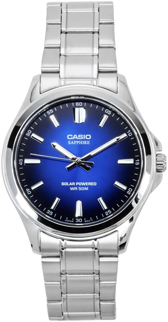Main image of Casio Standard Analog Stainless Steel Blue Dial Solar MTS-RS100D-2AV Men's Watch