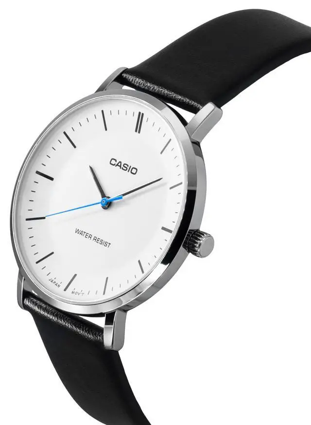 Alt view image 2 of 3 - Casio Standard Analog Leather Strap White Dial Quartz MTP-VT04L-7E Men's Watch