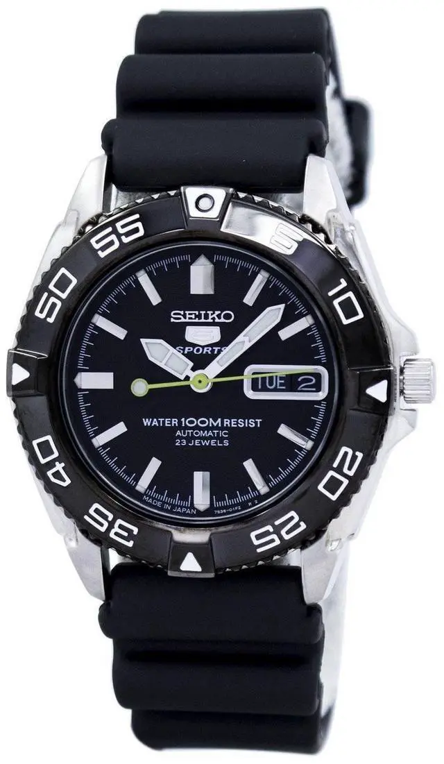 Alt view image 6 of 12 - Seiko SNZB23J2 Seiko 5 Sports Automatic Black Dial Rubber Strap Day and Date Display