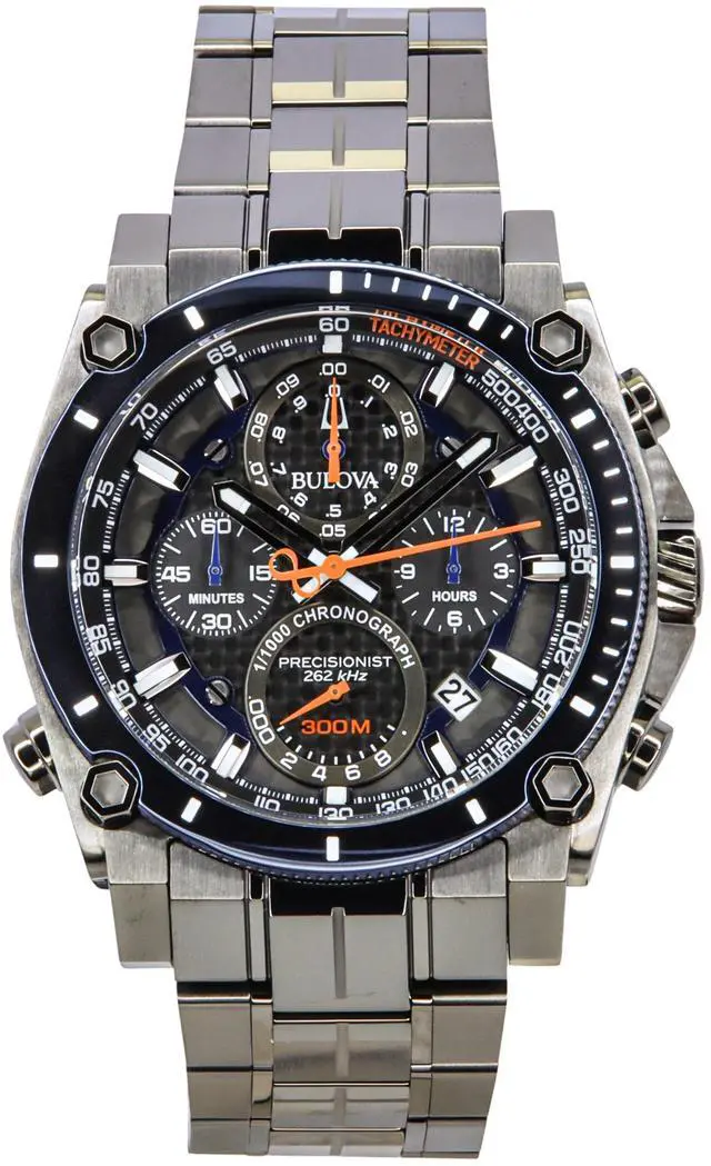 Alt view image 4 of 7 - Bulova Precisionist Champlain UHF Carbon Fiber Dial Chronograph Watch 98B343