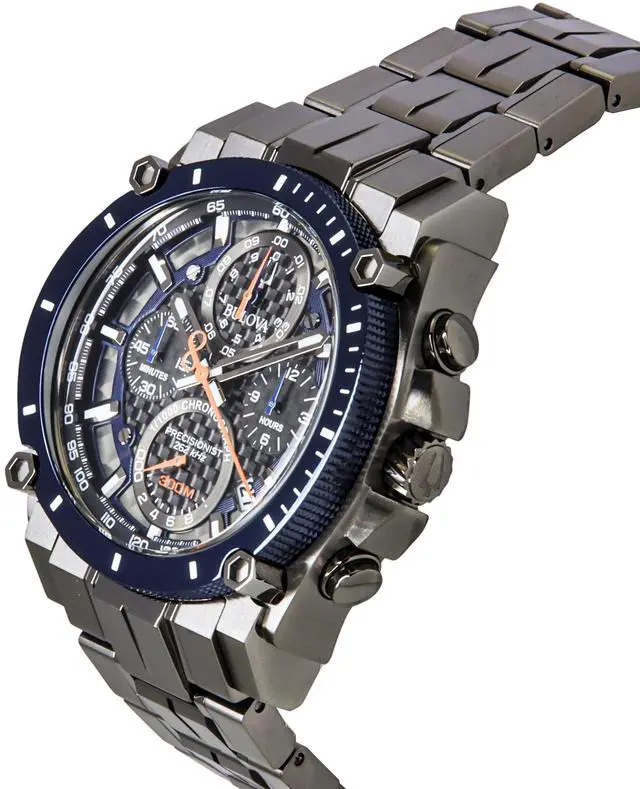 Alt view image 6 of 7 - Bulova Precisionist Champlain UHF Carbon Fiber Dial Chronograph Watch 98B343