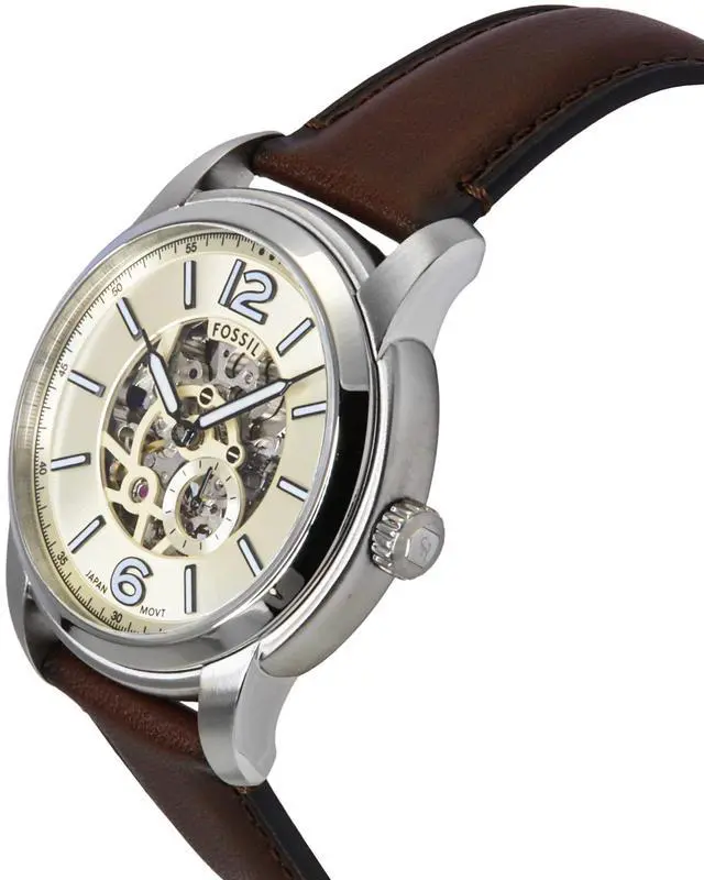 Alt view image 3 of 4 - Fossil Heritage Cream Skeleton Dial Automatic Dress Men's Watch ME3264