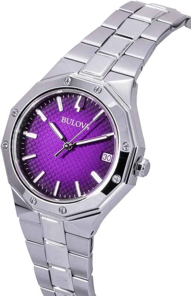 Alt view image 3 of 4 - Bulova Prestige Stainless Steel Purple Dial Quartz 96M168 100M Women's Watch