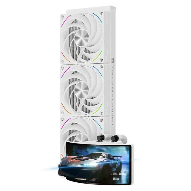 Main image of Thermalright Rainbow Vision 360 Turbo ARGB White 360mm AIO CPU Liquid Cooler, 6.67" 2400x1080 LCD, 3000RPM Turbo PWM ARGB Fans, for Intel and AMD