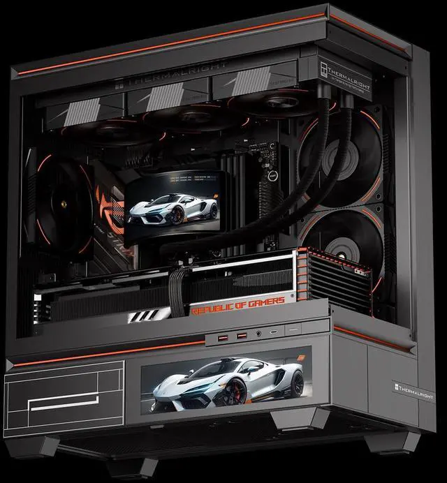 Alt view image 6 of 6 - Thermalright Rainbow Vision 360 Turbo ARGB Black 360mm AIO CPU Liquid Cooler, 6.67" 2400x1080 LCD, 3000RPM Turbo PWM ARGB Fans, for Intel and AMD