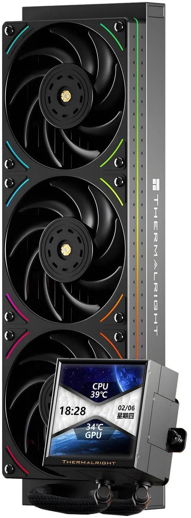 Main image of Thermalright Peerless Vision 360 UB ARGB Black 360mm AIO CPU Liquid Cooler, 3.95" 480x480 LCD, 2150RPM PWM ARGB Fans, for Intel and AMD