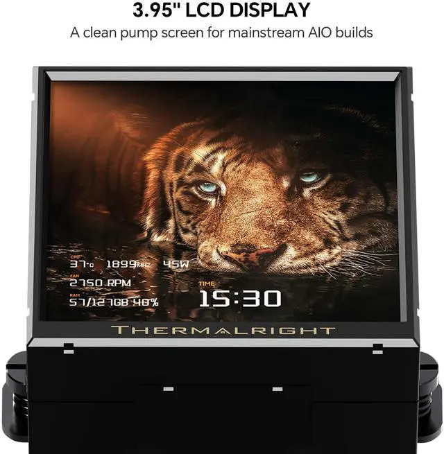 Alt view image 2 of 7 - Thermalright Peerless Vision 360 ARGB Black 360mm AIO CPU Liquid Cooler, 3.95" 480x480 LCD, 2000RPM PWM ARGB Fans, for Intel and AMD