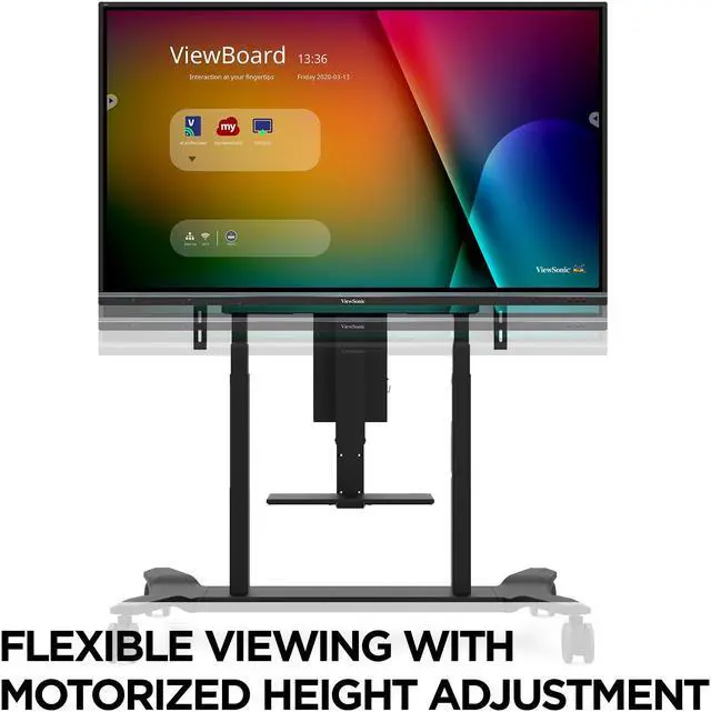 Alt view image 3 of 8 - ViewSonic VB-STND-007 Electric Height Adjustable Mobile Cart With Smooth Motorized Lift, Laptop Tray, Black