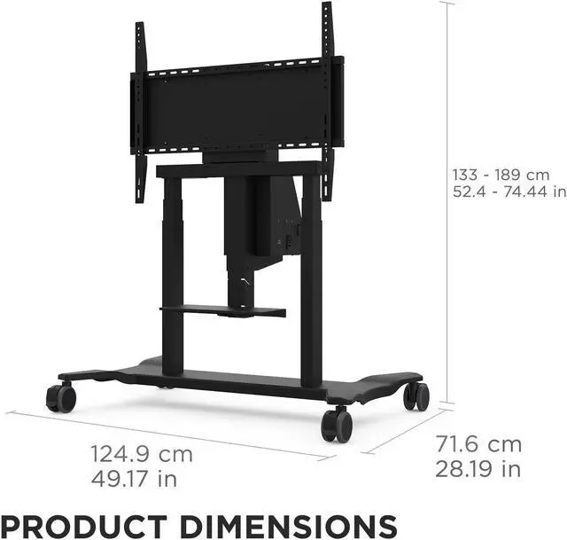 Alt view image 6 of 8 - ViewSonic VB-STND-007 Electric Height Adjustable Mobile Cart With Smooth Motorized Lift, Laptop Tray, Black