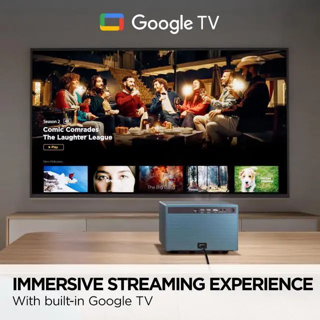 Alt view image 3 of 20 - ViewSonic LX60HD 1080p LED Portable Projector Built-in Google TV and Netflix, H/V Keystone, Auto Focus, Bluetooth, Wi-Fi