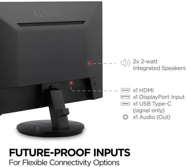Alt view image 5 of 15 - ViewSonic VX2416A 24 Inch 1080p 1ms 120Hz IPS Gaming Monitor with Eye Care, USB C, HDMI 1.4, and DisplayPort Inputs
