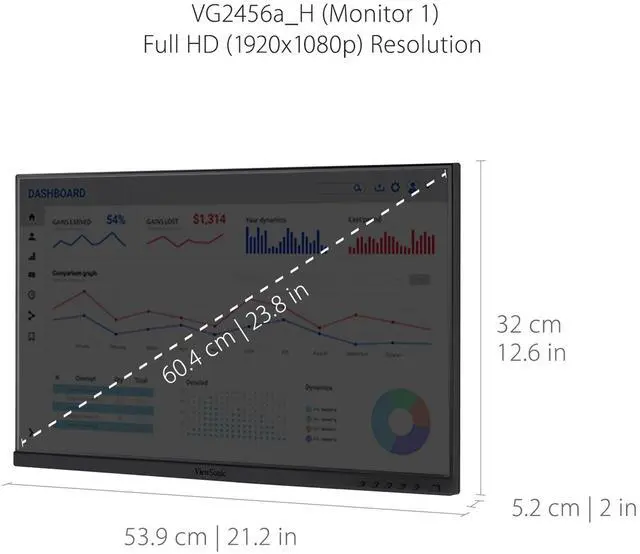 Alt view image 14 of 20 - ViewSonic VG2455_56A_H2 24 Inch Dual Pack Head-Only 1080p IPS Monitors with USB 3.2 Type C with 90W Power Delivery, Docking Built-In, HDMI, VGA for Home and Office