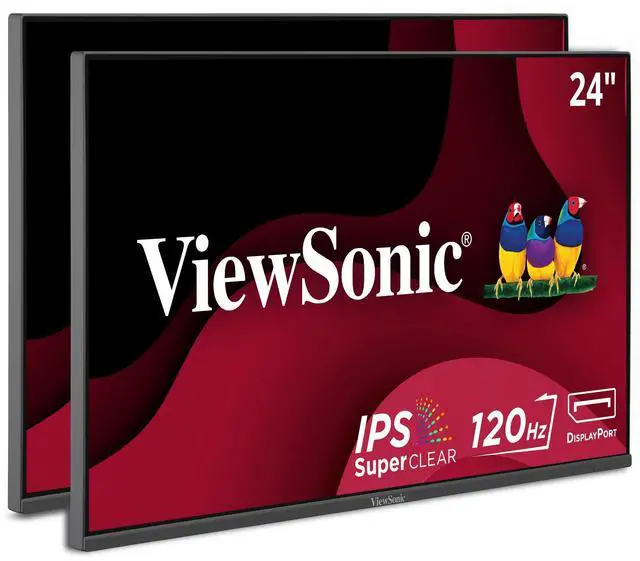 Alt view image 3 of 16 - ViewSonic VA2456A-MHD_H2 Dual Monitor Pack Head-Only 1080p IPS Frameless Monitors with 120Hz, Eye Care, VESA Mountable, HDMI, DisplayPort, and VGA Inputs for Home and Office