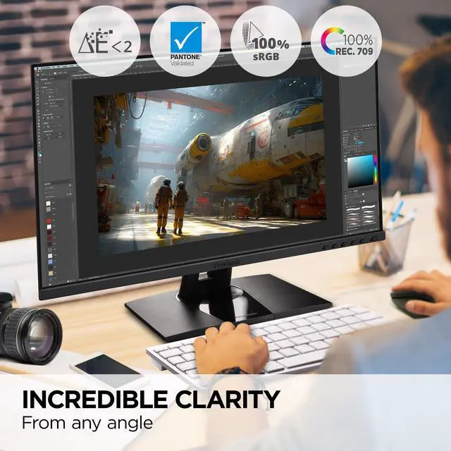 Alt view image 11 of 20 - ViewSonic VP2456A 24 Inch 1080p IPS Monitor with Advanced Ergonomics, ColorPro 100% sRGB Rec 709, Pantone Validated, 14-bit 3D LUT, 120Hz, USB, HDMI, DisplayPort, 90W USB C for Home and Office