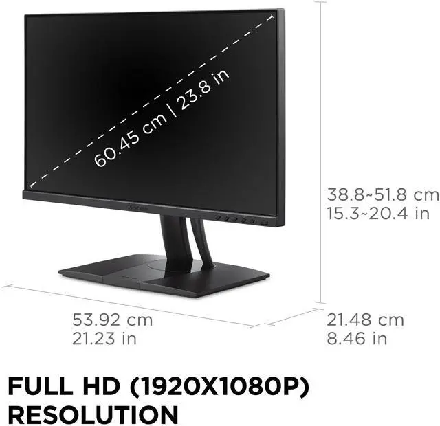 Alt view image 13 of 20 - ViewSonic VP2456A 24 Inch 1080p IPS Monitor with Advanced Ergonomics, ColorPro 100% sRGB Rec 709, Pantone Validated, 14-bit 3D LUT, 120Hz, USB, HDMI, DisplayPort, 90W USB C for Home and Office