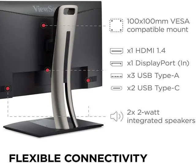 Alt view image 14 of 20 - ViewSonic VP2456A 24 Inch 1080p IPS Monitor with Advanced Ergonomics, ColorPro 100% sRGB Rec 709, Pantone Validated, 14-bit 3D LUT, 120Hz, USB, HDMI, DisplayPort, 90W USB C for Home and Office