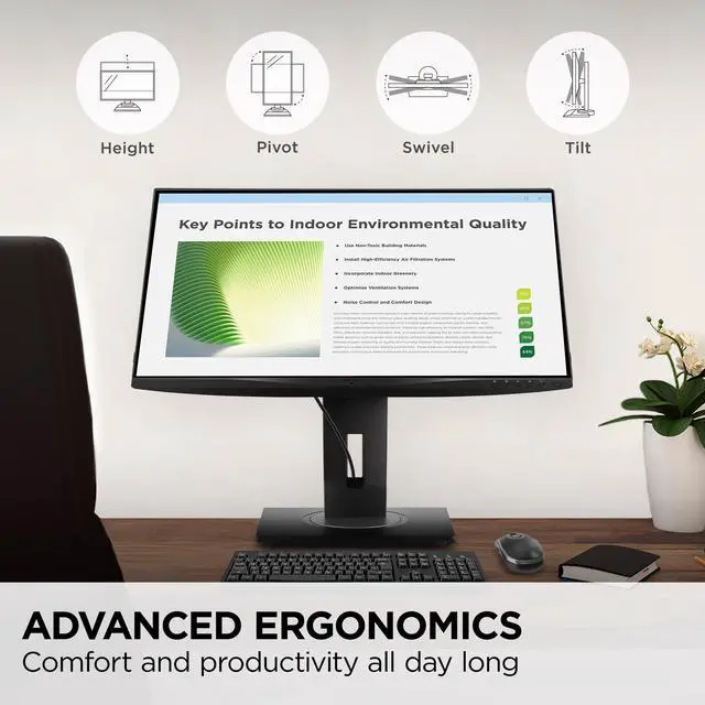 Alt view image 5 of 20 - ViewSonic VG2748A-2K 27 Inch IPS QHD Ergonomic Monitor with Ambient Light Sensor, Auto Screen Dimmer, Screen Privacy Alert, USB HUB, DisplayPort, HDMI, and VGA for Home and Office