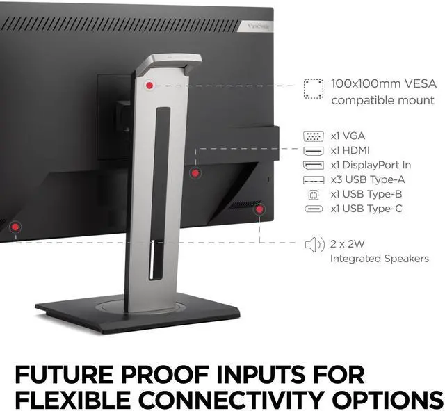 Alt view image 7 of 20 - ViewSonic VG2748A-2K 27 Inch IPS QHD Ergonomic Monitor with Ambient Light Sensor, Auto Screen Dimmer, Screen Privacy Alert, USB HUB, DisplayPort, HDMI, and VGA for Home and Office