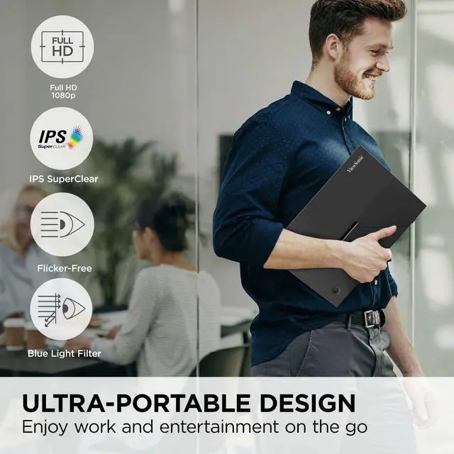 Alt view image 3 of 20 - ViewSonic VA1653 16 Inch 1080p FHD IPS Portable Monitor with Eye Care, Built-in Stand, USB C, Mini HDMI, and Protective Case External Second Screen For Laptops, PC, Mac, and Gaming Consoles