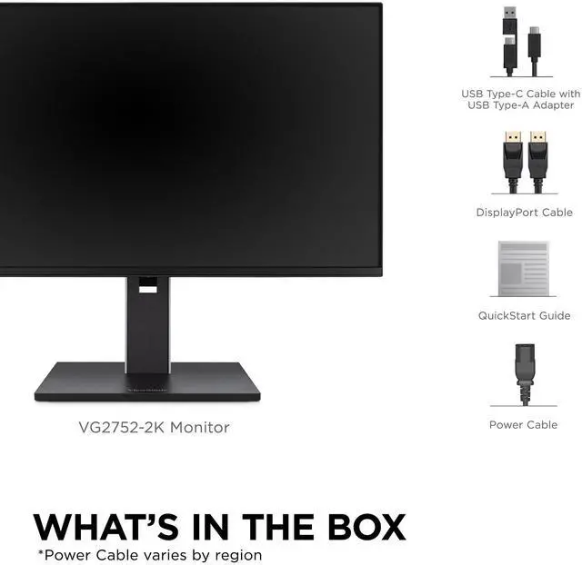Alt view image 7 of 20 - ViewSonic VG2752-2K 27" IPS 1440p Ergonomic Monitor with Tilt, Swivel, Pivot, Height Adjust, 100Hz, USB Hub, HDMI, DisplayPort, and 65W USB-C Inputs