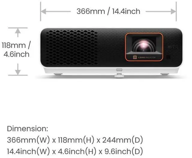 Alt view image 4 of 6 - BenQ X500i 3840 x 2160 Projector 2200 ANSI Lumens 16:9 4LED 1.2x Zoom Ratio 2D Keystone Adjustment HDMI HDR Color Capability