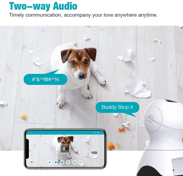 Alt view image 2 of 7 - VIMTAG Pet Camera, 2.5K/4MP 360° Pan/Tilt Indoor 2.4G WiFi Camera with Phone APP/Speaker/2 Way Audio/Night Vision/Human/Motion/Sound Detection for Pet/Dog/Baby/Home Security