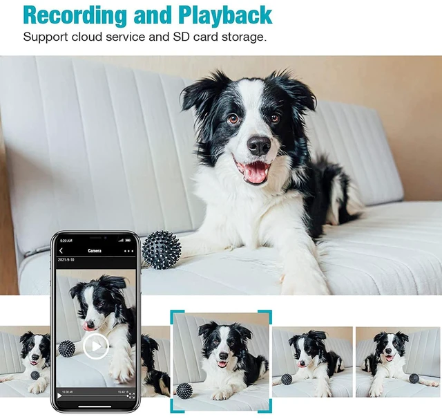 Alt view image 6 of 7 - VIMTAG Pet Camera, 2.5K/4MP 360° Pan/Tilt Indoor 2.4G WiFi Camera with Phone APP/Speaker/2 Way Audio/Night Vision/Human/Motion/Sound Detection for Pet/Dog/Baby/Home Security