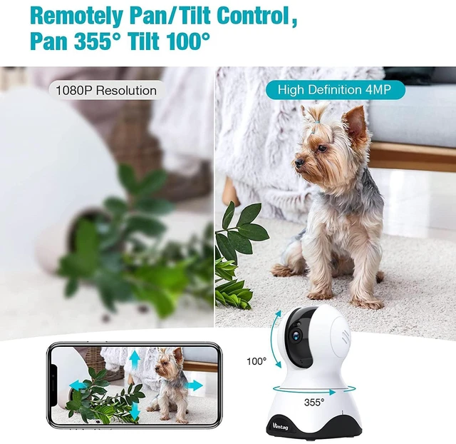 Alt view image 4 of 7 - VIMTAG Pet Camera, 2.5K/4MP 360° Pan/Tilt Indoor 2.4G WiFi Camera with Phone APP/Speaker/2 Way Audio/Night Vision/Human/Motion/Sound Detection for Pet/Dog/Baby/Home Security