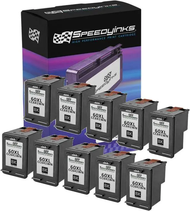 Main image of SPEEDYINKS Ink Cartridge Replacement for HP 60XL High Yield (Black, 10-Pack) compatible with HP Photosmart, ENVY e All-in-one, and Deskjet printers