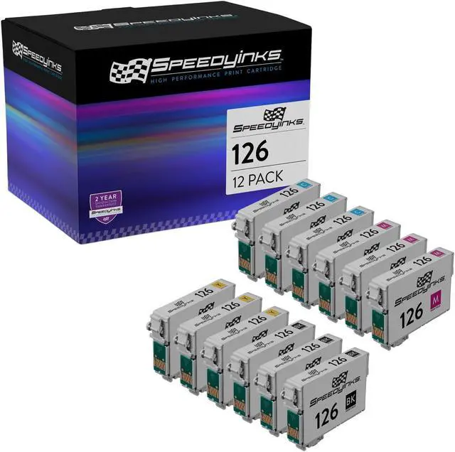 Main image of SPEEDYINKS Replacement for Epson 126 Ink Cartridges High Yield (3 Black 3 Cyan 3 Magenta 3 Yellow 12-Pack) for use in Workforce 435 520 635 645 WF-3520 WF-3530 WF-3540 WF-7010 WF-7510