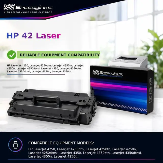 Alt view image 5 of 5 - SPEEDYINKS Compatible Toner Cartridge Replacement HP 42X High Yield (Black) for HP LaserJet / Multifunction printers 4250, 4250tn, 4350n, 4250dtn, 4350, 4350tn, 4250dtnsl, 4350dtn, 4250n, 4350dtnsl