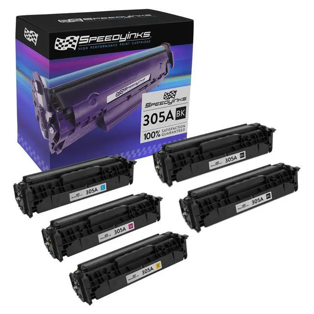 Main image of SPEEDYINKS Toner Cartridge Replacement for HP 305A (2, Black, 1 Cyan, 1 Magenta, 1 Yellow, 5-Pack) HP305A For HP LaserJet & LaserJet Pro: 300 Color MFP M375nw, 400 Color M451dn