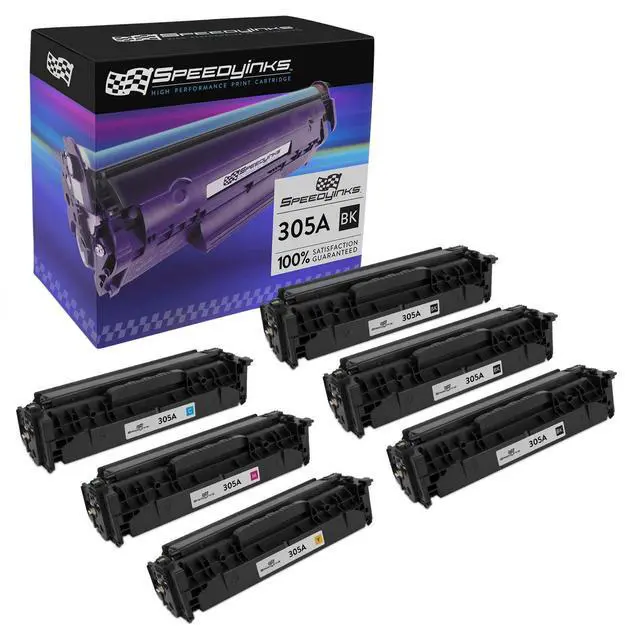 Main image of SPEEDYINKS Toner Cartridge Replacements for HP 305A (3 Black, 1 Cyan, 1 Magenta, 1 Yellow, 6-Pack) HP305A HP LaserJet: Pro 300 Color MFP M375nw, 400 Color M451dn, 400 Color MFP M451nw
