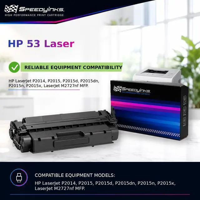 Alt view image 4 of 4 - SPEEDYINKS Compatible Toner Cartridge Replacement for HP 53A Q7553A (Black, 2-Pack) for use in HP Printer LaserJet P2015, P2015d, P2015dn, P2015x, M2727 MFP, M2727nf MFP, & M2727nfs MFP