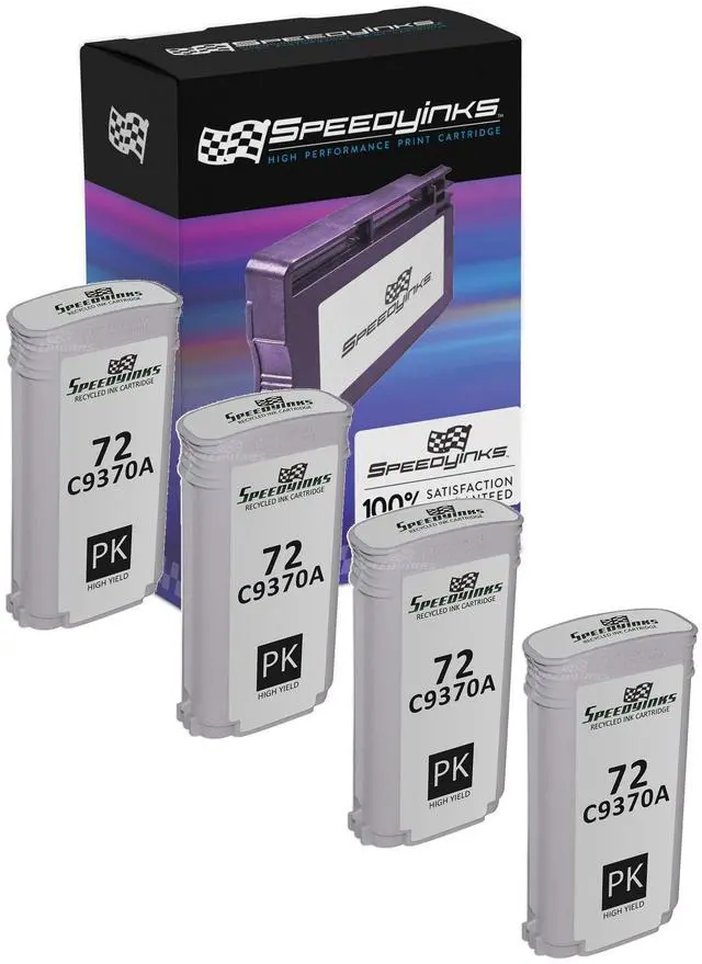 Main image of SPEEDYINKS Replacements for HP 72 Ink Cartridge C9370A High Yield (Photo Black, 4-Pack) DesignJet T1100, T1120, T1200, T610, T620, T770, SD Pro MFP, T1100ps, T1120 SD-MFP, T1120ps