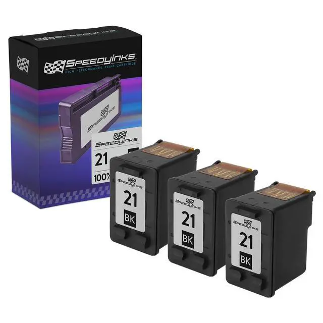 Main image of SPEEDYINKS Remanufactured Ink Replacement for HP 21 190 (Black, 3-Pack)